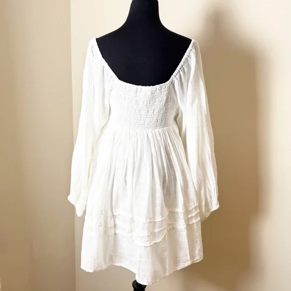 New Free People White ari mini smock dress Medium - Picture 8 of 16